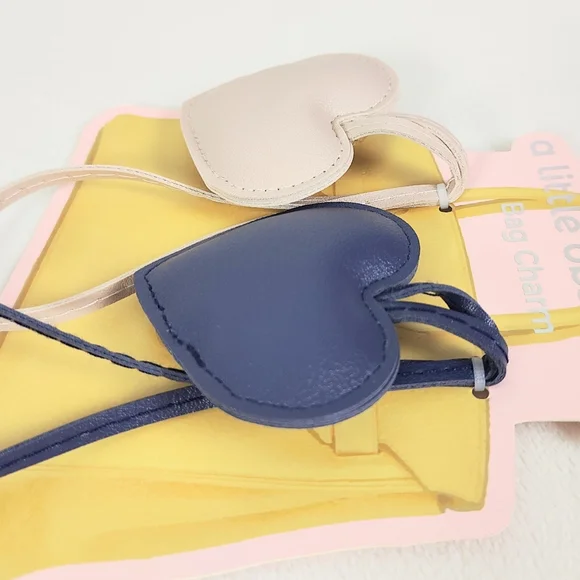 A Little Obsessed Heart Bag Charms Navy Beige Squishy Soft Purse Accessories - Picture 2 of 5